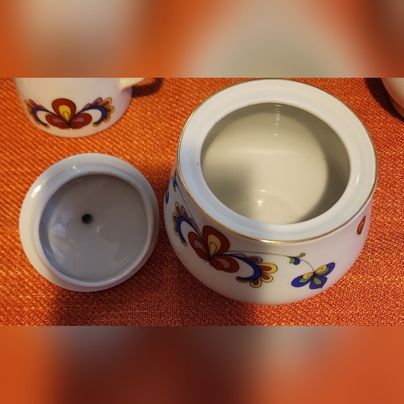 Two Sets Porsgrund Norway FARMERS ROSE Sugar Bowl and Creamer BENIFITS CHARITY - Picture 4 of 14
